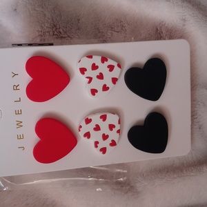 3 pack Heart shaped earrings new